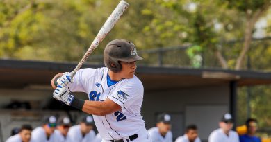 Brian Rey batting during a game.