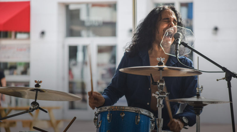 Drummer playing.