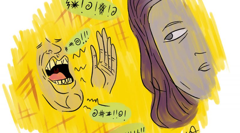 Illustration by Alexander Ontiveros depicting catcalling.
