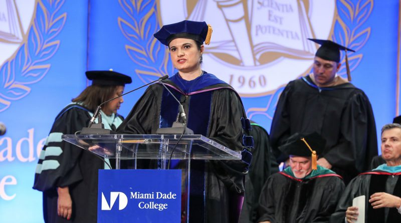 Lenore Rodicio speaking at Convocation.