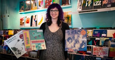 Lauren "Lolo" Reskin showing off her record store.