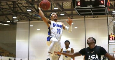 Montese Blake about to make a basket.