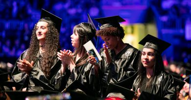 Some of the volleyball players at graduation.